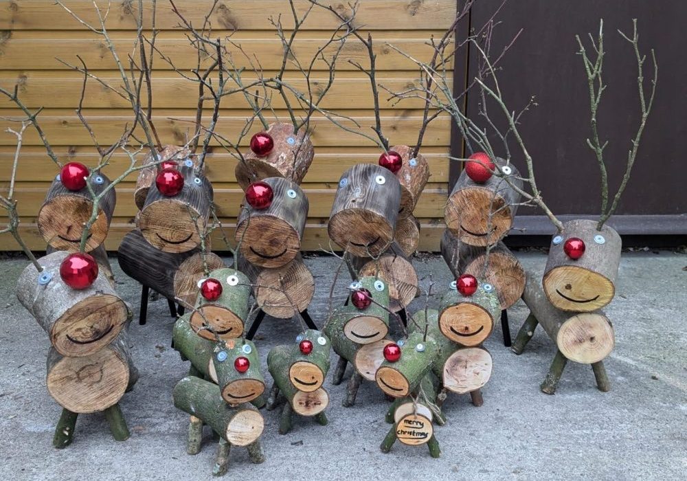 Wooden reindeers made by Ian Smith