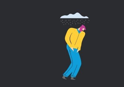 survey-stat Illustrated person with head down and a rain cloud above them